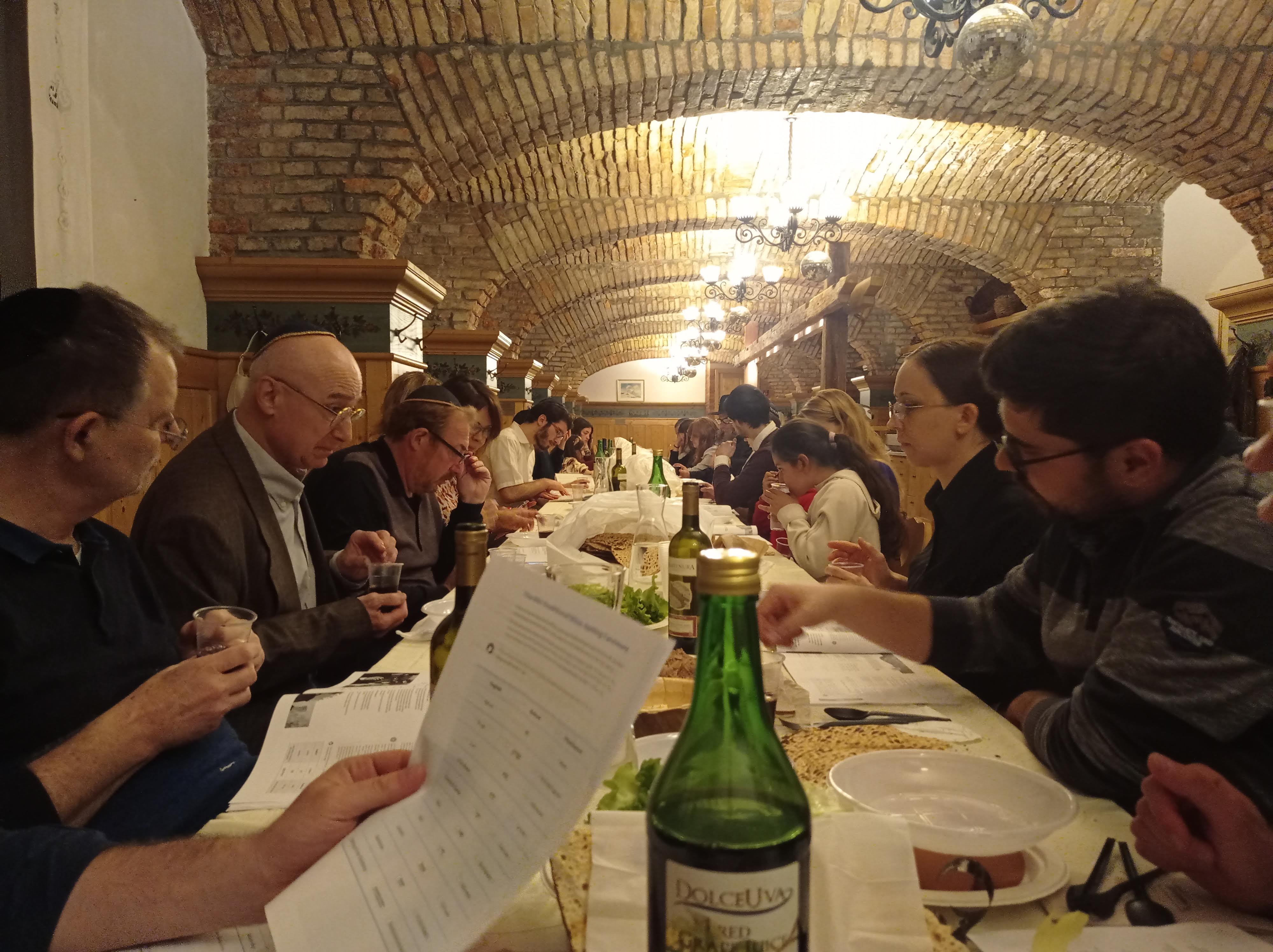 Members of the Jewish community sharing a Passover meal