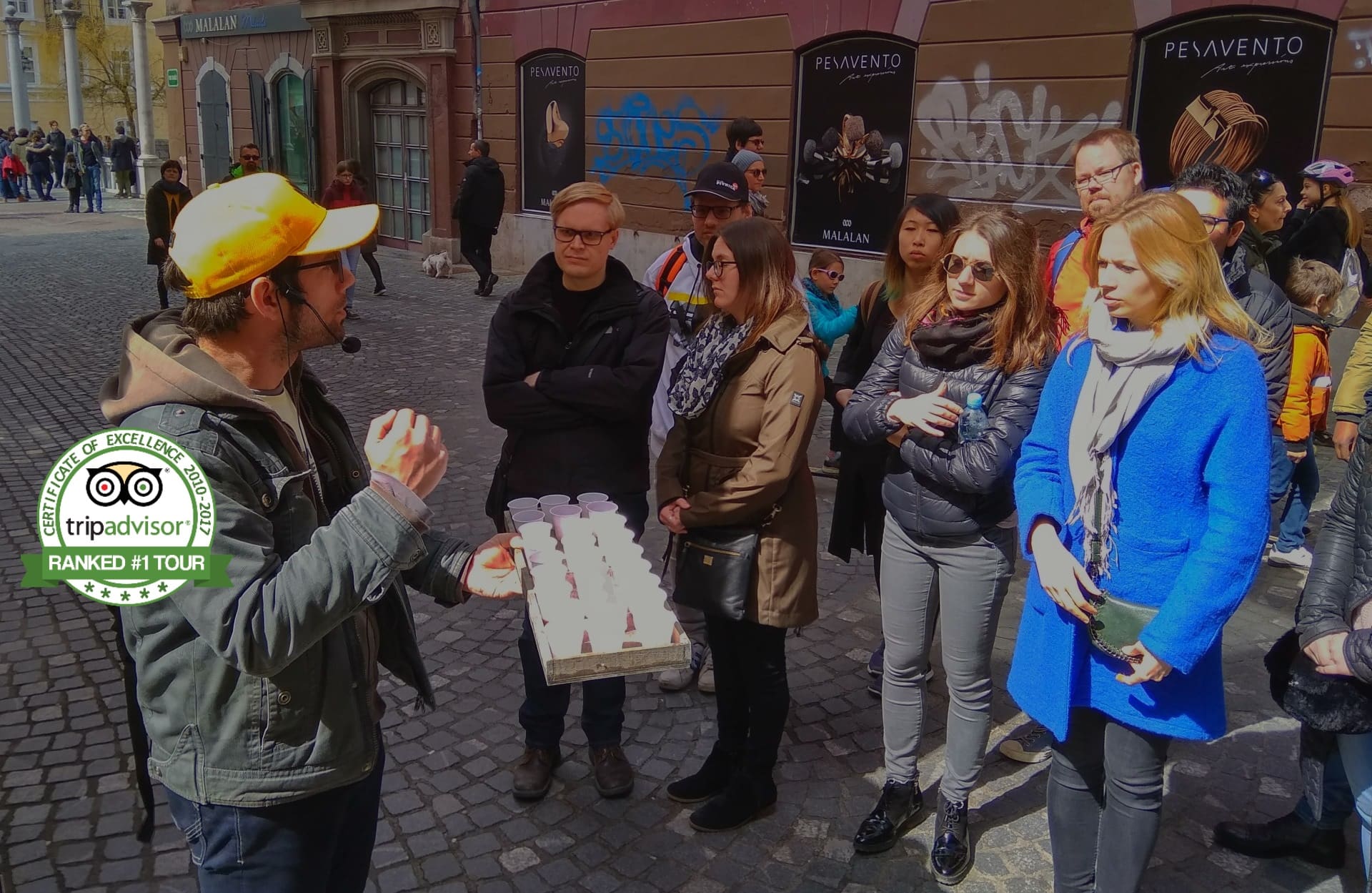 Local guide leading a private walking tour in Ljubljana